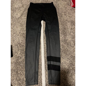 Women's Alo Yoga Black Gray Ombre Striped Leggings S